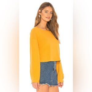 Lovers + Friends Golden Yellow Soho Sweater Oversized Cropped